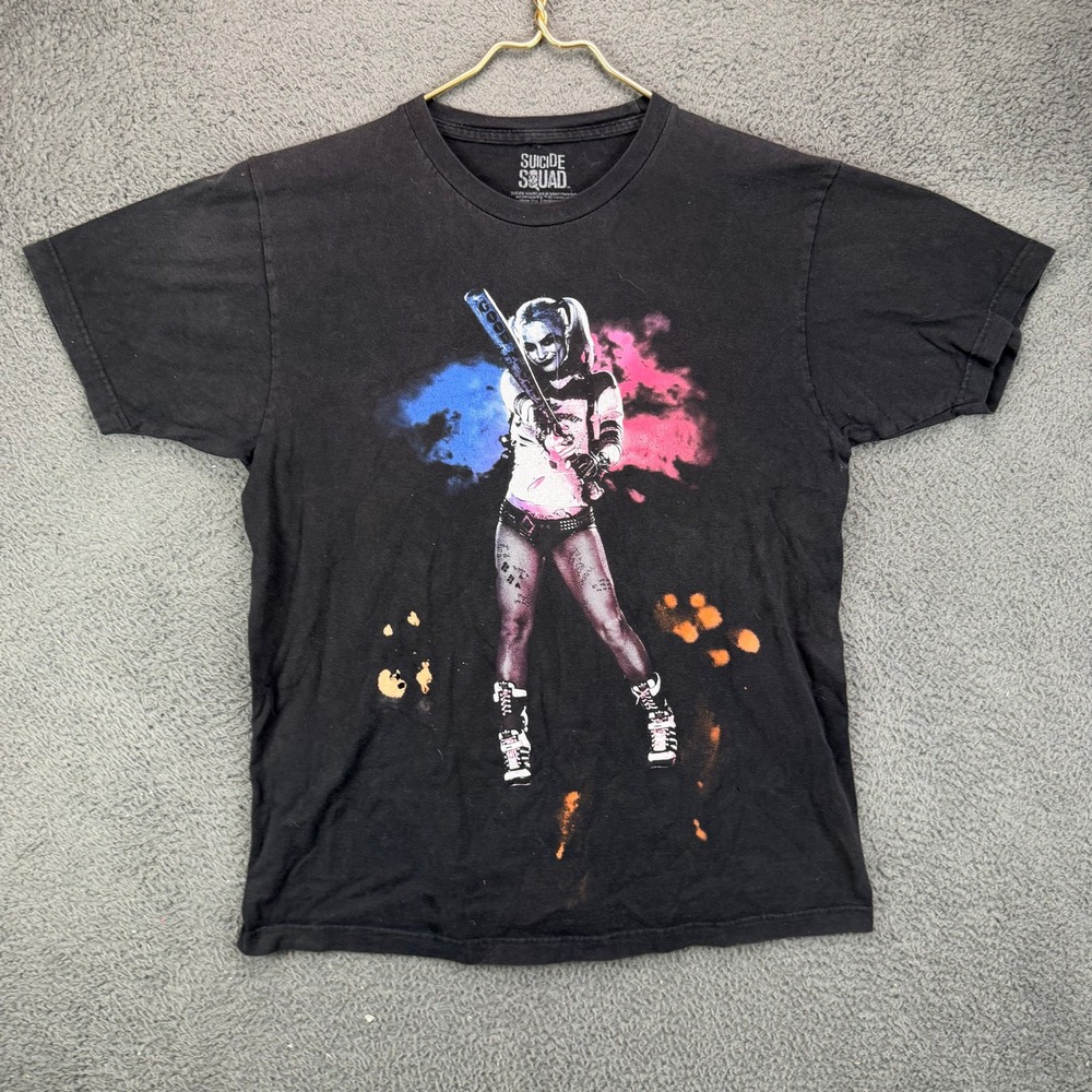 Suicide Squad Harley Quinn Graphic T-Shirt Black Large DC Comics Movie Promo Tee